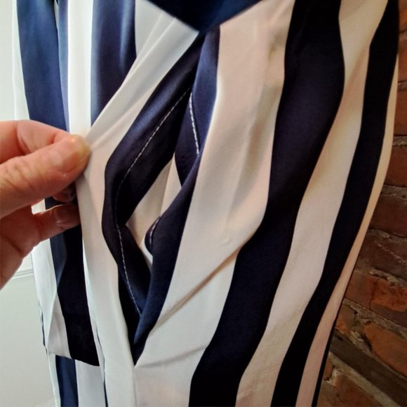 VTG Mollie Parnis Jumpsuit Navy White Stripes Belt Dolman Sleeves 1970s Size S - Picture 6 of 11